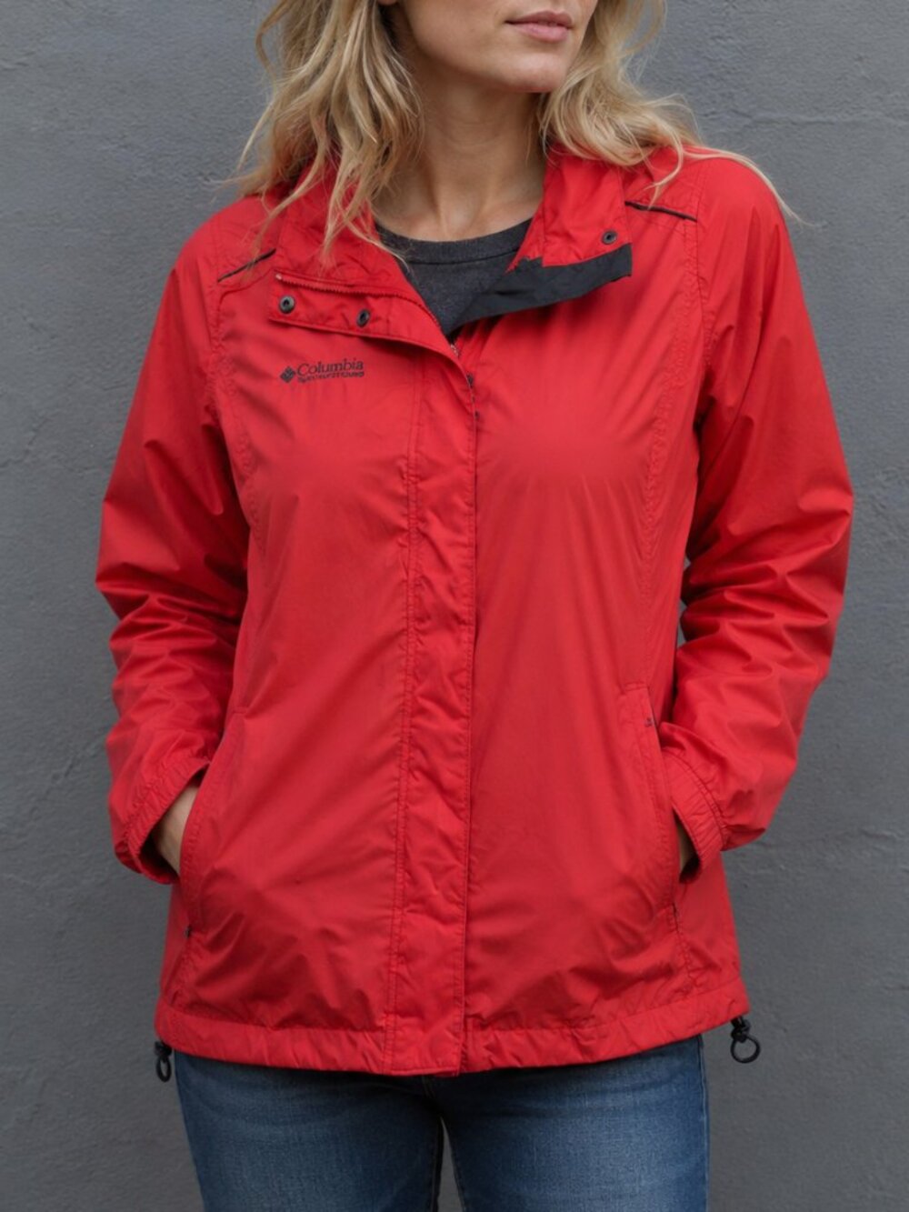 Columbia Lightweight Windbreaker Hidden Hood Full Zip Jacket Women's Large L